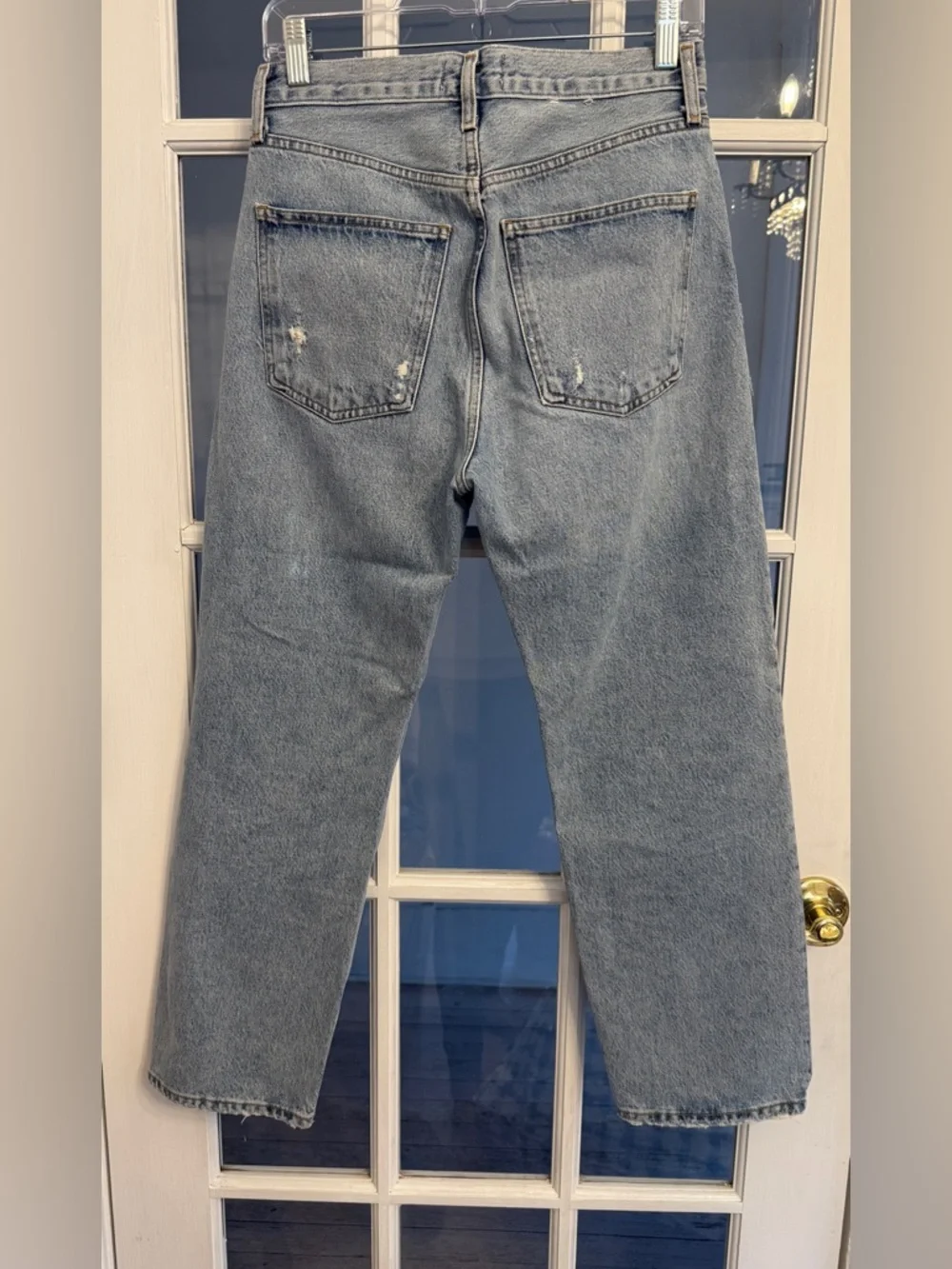 AGOLDE Women's Light Wash 90's Mid Rise Straight Crop Jeans Size 25